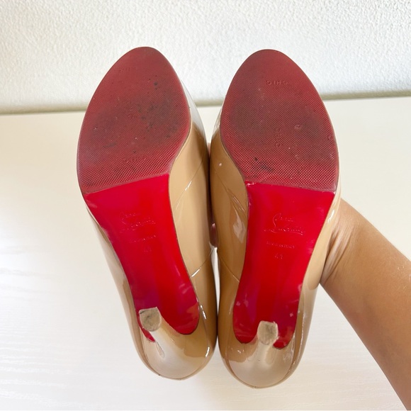 Christian Louboutin Bianca Nude Tan Patent Leather Platform Heels Size EU 41 - Picture 8 of 13